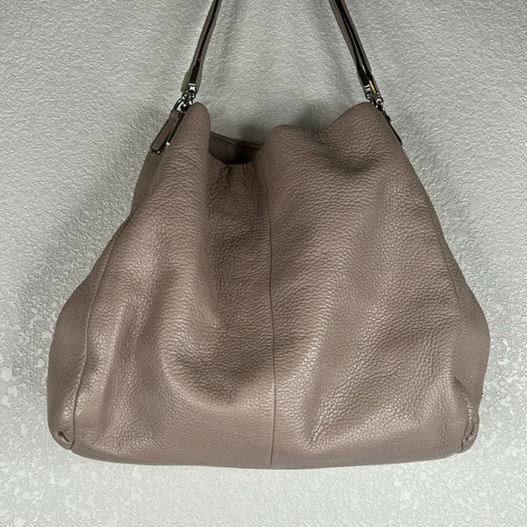 Coach Madison Pebble Leather Tan Three Compartment Double Strap Shoulder Bag - Picture 4 of 14